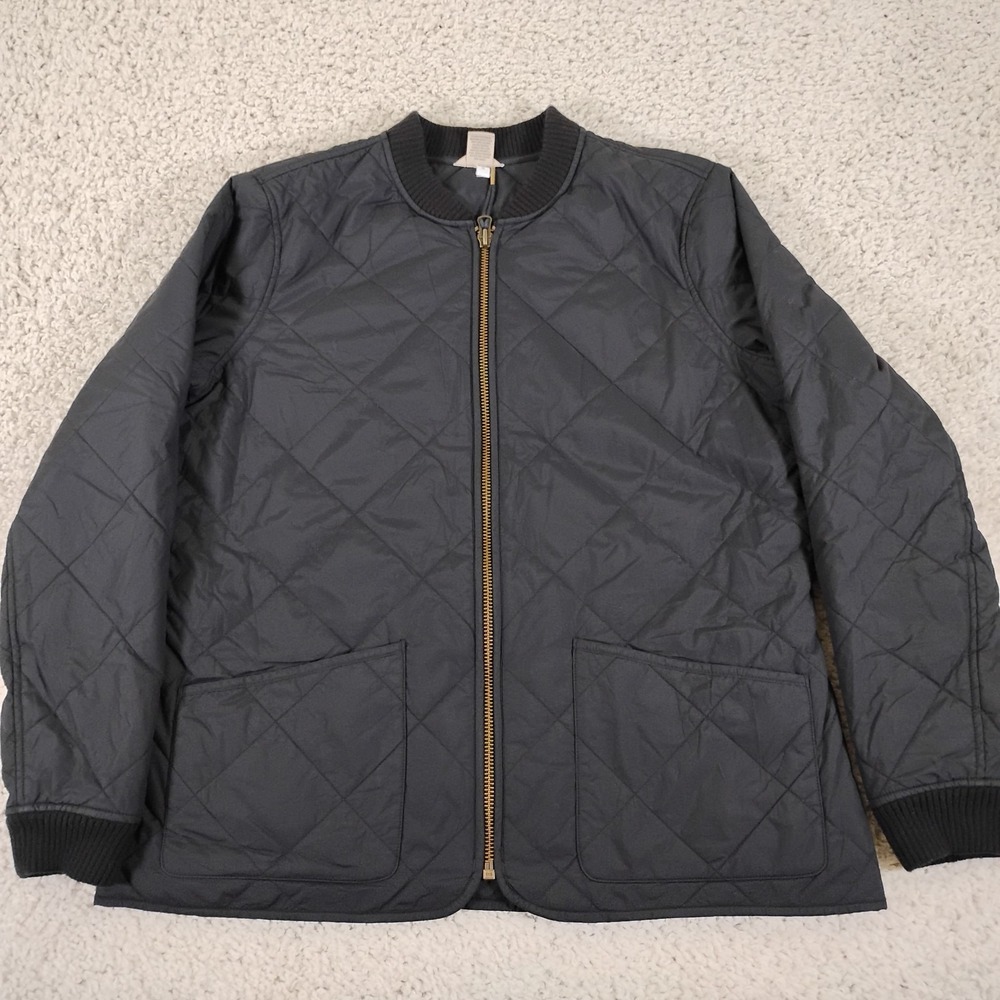 Duluth Trading Jacket Womens Large Black Pockets Quilted Golden Harvest Zip Coat